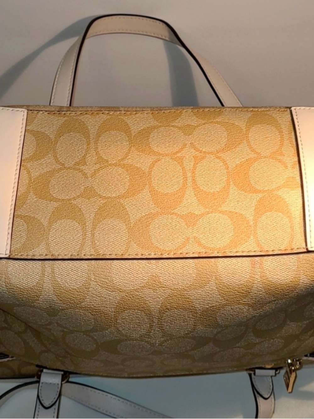 Coach Beige Signature Canvas Tote with Chalk Straps - Picture 4 of 9